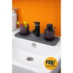 Febros Musluk Matı Elastik Su Tutucu Düzenleyici Kaydırmaz GRİ Taban Organizer Mutfak Banyo Lavabo Matı