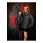 FECCY Unisex Antrasit Gri Game of Thrones X Western Dragon Baskılı Hoodie Oversize Sweatshirt