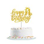 Fechy Pasta Dekorasyonu 14. Doğum Günü Erkek Kız Çocuğu Altın Parıltılı 14. Pasta Dekorasyonu Doğum Günü, Happy 14. Doğum Günü Pastası Tepsisi, Pasta Süsü 14 Erkek, Happy 14. Doğum Günü Kek Süsü (Altın)