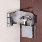 Feegow 90 Derece Paslanmaz Çelik Hasp ve Zımba Kapı Mandalı Kilidi - Ağır Hizmet Tipi Kulübe/Kapı Asma Kilit Braketi, Dayanıklı, Dikişsiz Taban, 2.0mm Kalınlık, Gümüş Kaplama (2 adet)