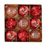 Feegow 9'lu Paket Noel Top Süsleri, Noel Ağacı Küreleri Mini Küreler Asılı Top Noel Ağacı, Tatil, Düğün, Parti için Noel Süsleri (Kırmızı)