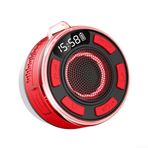 Feegow IPX7 Dereceli Su Geçirmez Duş Hoparlörü, 360° Ses, RGB Işıklar ve FM Radyo, Banyo ve Havuz için Çıkarılabilir Vantuz, BT5.1 Kablosuz, 1100mAh Pil (Kırmızı)