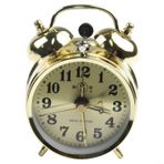 Feegow Klasik Retro Saat - At Nalı Mekanik Altın Çalar Saat Manuel Rüzgar Up Vintage Metal Saat - 7 cm Çap Büyük Moda Çalar Saat