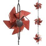 Feegow Metal Yel Değirmeni Yağmur Zinciri 5ft Dekoratif Su Saptırma Bahçe Saçakları Için Açık Oluk Alternatif Kırmızı Kaplama Hava Koşullarına Dayanıklı Kolay Kurulum