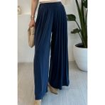 Feela Moda Premium Modal Kumaş Pileli Şalvar Kadın Pantolon 2012 - Lacivert - 36