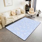 feelingyou Basit ağaç dalları oturma odası halısı 100 x 150 cm modern elle çizilmiş tarz bitkiler yatak odası alanı çocuklar için halı gençler sulu boya ağaç baskı mavi iç mekan matı ev dekorasyonu