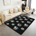 feelingyou Beyzbol kremi oturma odası halısı 100 x 150 cm top eldiveni damla tatlı yatak odası alanı halısı çocuklar için modern spor tarzı siyah ve kahverengi iç mekan matı ev dekorasyonu
