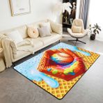 feelingyou Beyzbol oturma odası halısı 100 x 150 cm mavi buz tatlı yatak odası alanı halısı çocuklar için beyzbol eldiveni spor oyunları iç mekan mat ev dekorasyonu