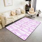 feelingyou Çizgi Film Fiyonk Oturma Odası Halısı 150 x 200 cm Geometrik Çizgili Yatak Odası Alanı Halısı Erkek Kız Çocukları için Kravat Prenses Romantik Açık Lila Zemin Matı Ev Dekorasyonu