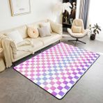 feelingyou Eğimli oturma odası halısı 150 x 200 cm geometrik kafes yatak odası alanı halısı, erkek ve kız çocukları için, sulu boya ızgarası, rüya gibi ekose zemin matı, ev dekorasyonu