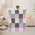 feelingyou Geometrik kafes örtü, B boyutunda, sade, modern, satranç tahtası, patchwork battaniye, çocuklar için, klasik, egzotik, Bohem, çiçek, pembe, ev dekorasyonu, sandalye için