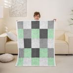 feelingyou Geometrik kafes örtü, B boyutunda, sade, modern, satranç tahtası, patchwork battaniye, çocuklar için, klasik, egzotik, bohem çiçek, yeşil, ev dekorasyonu, sandalye için
