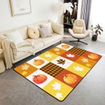feelingyou Geometrik kafes oturma odası halısı 100 x 150 cm sulu boya kabak akçaağaç yaprağı dekor yatak odası halısı çocuklar için mutlu cadılar bayramı iç mekan matı ev dekorasyonu