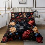 feelingyou Kurt yatak örtüsü 2 yastık kılıfı Peony Floral vahşi hayvan desenli Coverlet M boy gençler için vahşi yaşam çiçek tarzı nevresim takımı yatak odası için kapitone