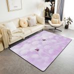 feelingyou Retro çiçek oturma odası halısı 100 x 150 cm Vintage sulu boya kelebek dekor yatak odası alanı halısı çocuklar için el çizimi hayvanlar bitkiler lila iç mekan mat ev dekorasyonu