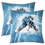 feelingyou Sulu boya buz hokeyi yastık kılıfı seti 2,55 x 55 cm mavi el boyaması Honeycomb hokey oyuncu yastık kılıfı yetişkinler için kış sporları temalı koltuk için yastık kılıfı