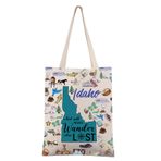 FEELMEM Idaho Eyalet Seyahat Tote Çanta Idaho Geocaching Hediye Gezgin Herkes Kayıp Değil Idaho Eyalet Geocacher Omuz Çantası, Bej, One Size