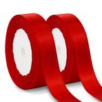 Feelorna 2 rulo saten bant, 22 m x 2 cm kurdele bandı, hediye paketleri için hediye bandı, düğün, parti dekorasyonu için düz dekorasyon bandı (2)