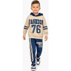 Feely Kids Erkek Çocuk Kapüşonlu Eşofman Takımı Fashion 76 Baskılı – Pamuklu 2 Parça Spor Takım - 3 Yaş - 0- Koyu Mavi
