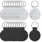 FeiOne 20 Adet Anahtarlık, Çizici Boş Çizici, Keçe, 4 x 7,5 cm Yuvarlak Anahtarlık, El İşi için, Keçe, Anahtarlık, Paslanmaz Çelik Halkalı (Siyah + Gri), Siyah + gri., M