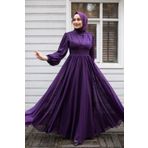 Feiza Collection Işıltılı Tesettür Abiye Elbise - Mor