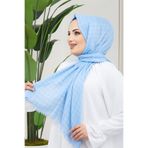 Feiza Collection Pamuklu Soft Simli Mavi Şal