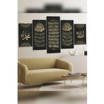 Felak Nas Ayetel Kürsi Gold 5 Parça Kanvas - Canvas Tablo