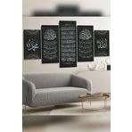 Felak Nas Ayetel Kürsi Gümüş 5 Parça Kanvas - Canvas Tablo