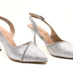 Feles Saten Şerit Taşlı Arkası Açık Stiletto Kadın Topuklu Ayakkabı