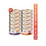 Felicia 12li Tahılsız Somon ve Biftek Aromalı Kısır Kedi Konserve Maması Kısır Kedi Yaş Maması 85gr x12 Adet