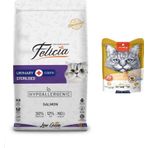 Felicia 2 Kg Somonlu Kısır Kedi Kuru Maması + Wanpy Karışık 8 Lezzetli Krema Kedi Ödülü 25*14 Gr