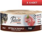 Felicia Biftekli Tavuklu Kıyılmış Tahılsız 6x85 gr Kedi Konservesi