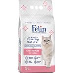 Felin 5l Bebek Pudralı Kokulu İnce Taneli Topaklanan Kedi Kumu Uzun Süreli Kullanım İçin