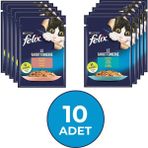 Felix 10x85 gr Somonlu & Ton Balıklı Karışık Yetişkin Kedi Yaş Maması