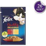 Felix 26x85 gr Çifte Lezzet Tavuk ve Sığır Etli Yetişkin Kedi Konservesi