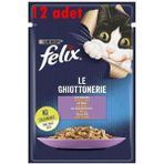 Felix 85 gr 12 Adet Pouch Le Ghiottonerie Kuzu Etli Yaş Kedi Maması
