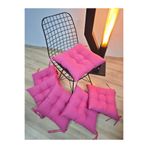 FELIX HOME Pofidik Sandalye Minderi Özel Dikişli Bağcıklı Orjinal Pembe Desensiz Seri 40x40 Cm (1 ADET)