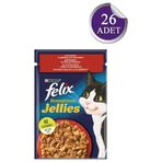 Felix Sensations Jellies Domates Soslu Sığır Etli 26x85 gr Kedi Maması