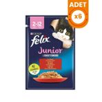 Felix Sensations Junior Taze Jöle İçerisinde Sığır Etli 6x85 gr Yavru Yaş Kedi Maması