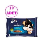 Felix Somonlu ve Ton Balıklı Yetişkin Kedi Yaş Maması 4 x 85 gr Ekonomik Paket 12 Adet