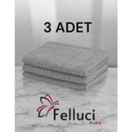 Felluci Textile Büyük Boy 50X70 Kareli Mutfak Tezgah Cam Yer ve Araç Temizlik Bezi 3 ADET - Gri