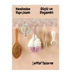 Felyra KendindenYapışkanlıGüçlüSilikonYapışkanlı Şeffaf Askılık Banyo Mutfak Kapı Arkası Duvar Askısı (5li)