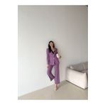 Female Clothing Lila Düğmeli Blazer Ceket Cepli Bol Pantolon Takım Elbise