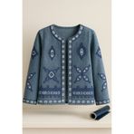 FEMELLE Etnik Desenli Pul Payet Nakışlı Denim Kot Ceket Vintage Bohem Tarz