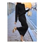 Feminine Touch Kadın Uzun Kollu Balıkçı Yaka Bluz Ve Etek Ikili Triko Takım