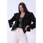 Feminist Siyah Peluş Şal Yaka Kapamasız Ceket 0105139.01 - L - XL