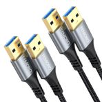 FEMORO USB - USB Kablosu 3 ft 2 Paket, USB A'dan USB'ye A Kabloları USB 3.0 Erkek - Erkek Kablosu Çift Taraflı USB Kablosu Veri Aktarımı Altın Kaplama Eklem PC Sabit Disk Sürücüsü ile Uyumlu Dizüstü