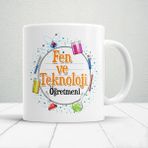 Fen ve Teknoloji Öğretmenlerine Özel Öğretmenler Günü Hediyelik Baskılı Kupa - Beyaz - 300 ml