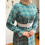 Fendel Desenli Şifon Elbise 1511 Navra | Fendel - Petrol - 40