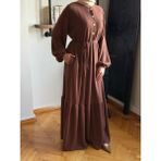 Fendel Reglan Kol Yarım Pat Eteği Büzgülü Örme Elbise 2416 Navra | Fendel - Kahverengi - 46 - 48